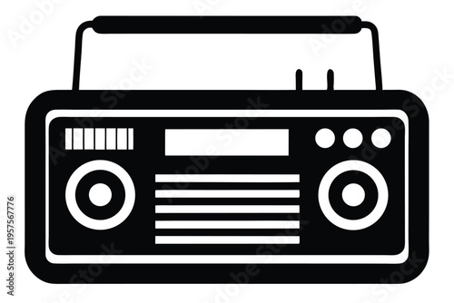 portable radio silhouette line art vector illustration
