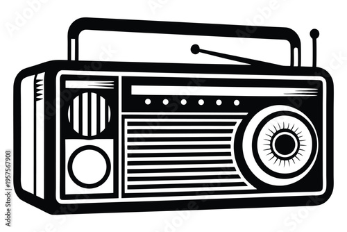 portable radio silhouette line art vector illustration
