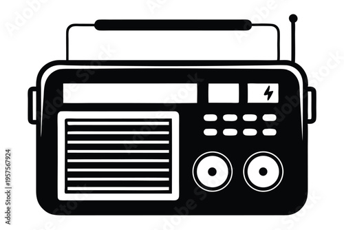 portable radio silhouette line art vector illustration