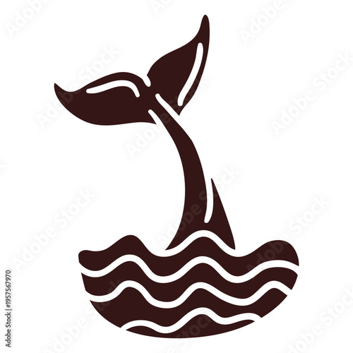 Whale tail slapping on water