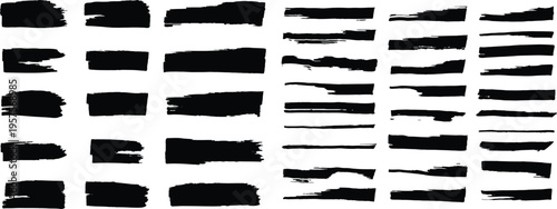 Collection of black brush strokes on white background