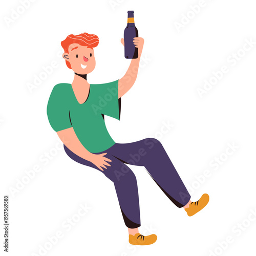Man drinking flat