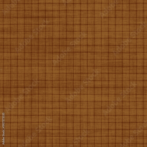 Warm brown plaid seamless pattern with fabric texture, perfect for rustic textiles, backgrounds, packaging, and cozy autumn design themes.