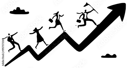 Business growth graph illustration,Financial data analysis chart design,Market trends business chart display with businessmen 