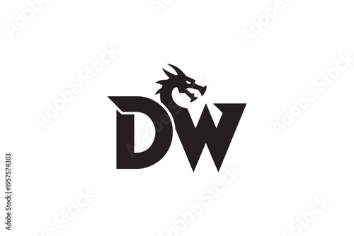 Dynamic dw logo features a fierce dragon head integrating with bold typography