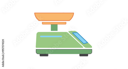 Stylized illustration of a digital kitchen scale in green and orange