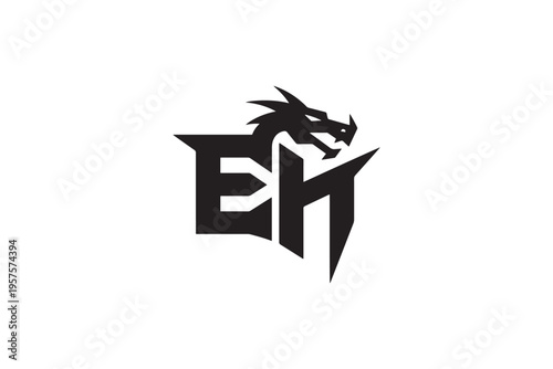 Dynamic eh logo featuring a fierce dragon head integrated with bold lettering