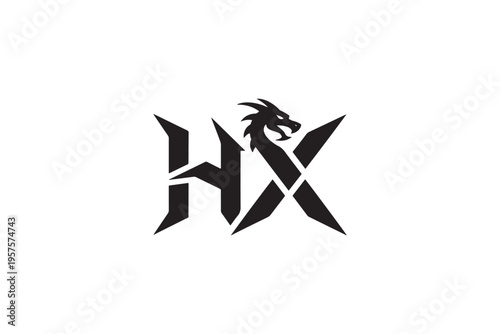 Dynamic hx logo featuring a fierce dragon head integrated with sharp lettering