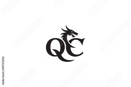 Elegant qc logo design featuring a majestic dragon emblem for branding