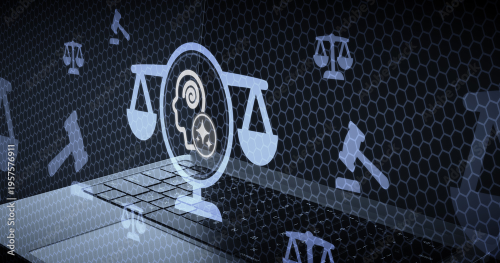 Αυτοκόλλητο Propiedad intelectual e inteligencia artificial y derecho de autor con tecnologí