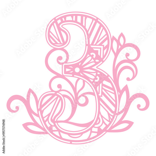 Pink number three mandala