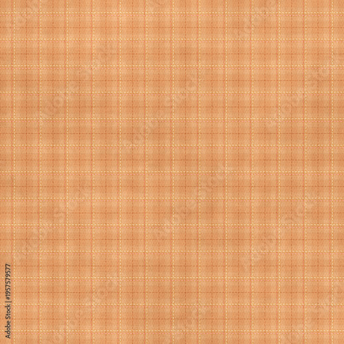 Warm beige plaid with stitched-style lines and soft fabric texture, cozy handcrafted look, perfect for textile design, rustic backgrounds, packaging, and home decor.