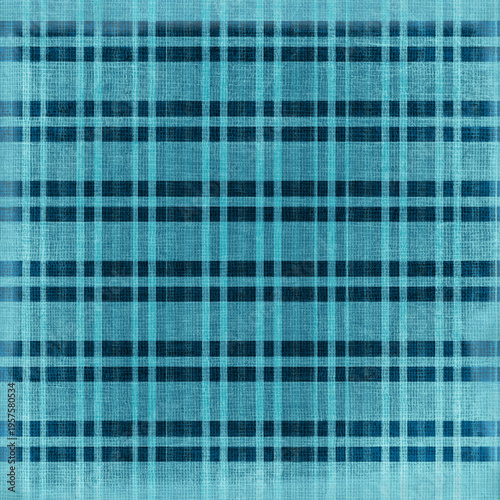 Blue plaid pattern with bold dark stripes and woven texture, fresh and modern look, perfect for fabric design, backgrounds, apparel, and digital projects.