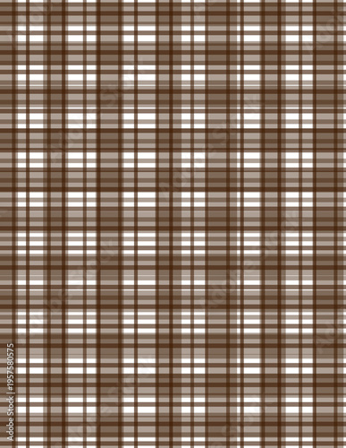 Classic brown plaid with bold intersecting lines on neutral background, timeless and versatile design, ideal for textiles, backgrounds, fashion, and home decor.