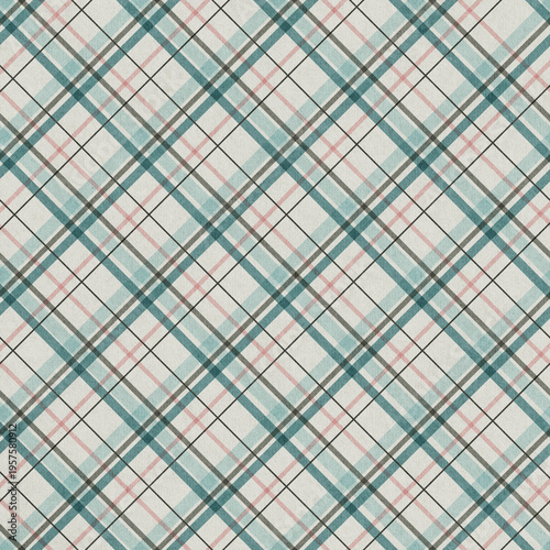 Diagonal plaid in soft teal, pink, and gray tones with subtle texture, modern and elegant design, ideal for backgrounds, fabric prints, and stylish layouts.