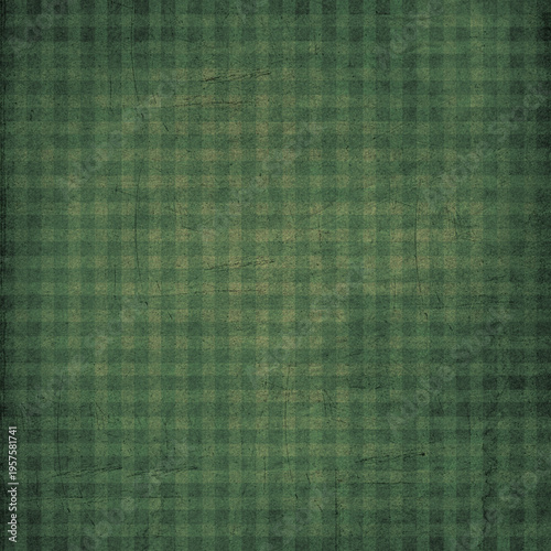 Dark green textured plaid seamless pattern with subtle grunge effect. Elegant rustic textile background ideal for fabric, wallpaper, and vintage style projects.