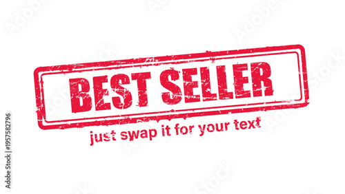 best seller red rubber stamp vector with distressed ink texture and clean frame, built for packaging, shipping labels, office paperwork, certification workflows, and commercial branding use.
