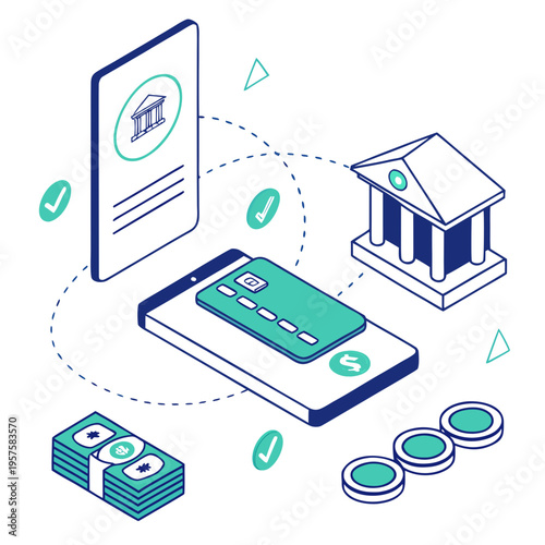 Online banking and mobile payment concept