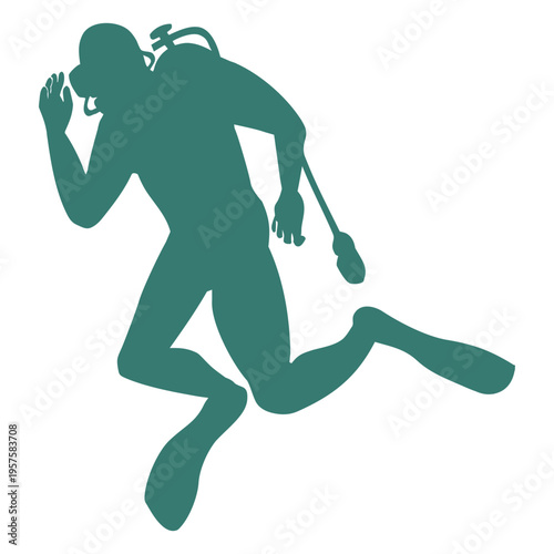 Diver underwater detailed silhouette