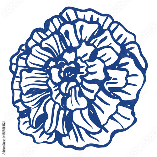 Day of the dead blue and white carnation flower filled stroke