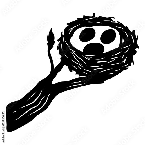 Bird eggs in branch cut out element