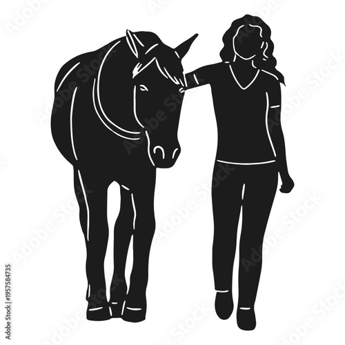 Horse riding woman silhouette