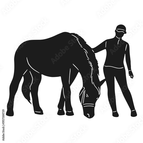 Horse riding girl silhouette