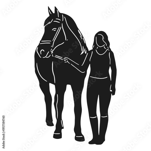 Equitation horse woman silhouette
