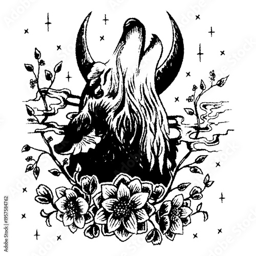 Simple stroke mystic wolf