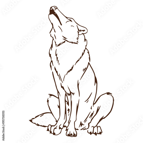 Simple howling wolf animal