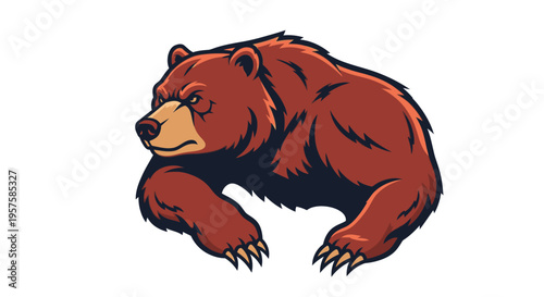 Stylized grizzly bear illustration isolated on white background for design