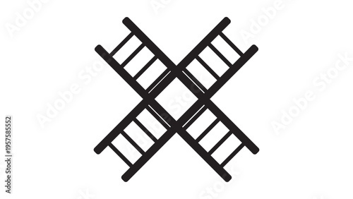 Crossed ladder structure icon representing growth strategy scaling process and corporate business development pathways
