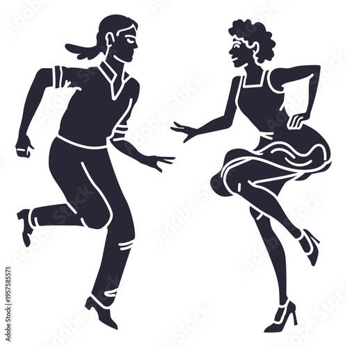 Ballroom elegant dancing couple silhouette