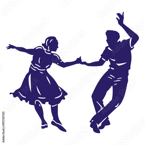 Dance hobby couple silhouette