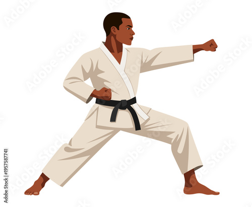 Abstract vector illustration of karate fighter