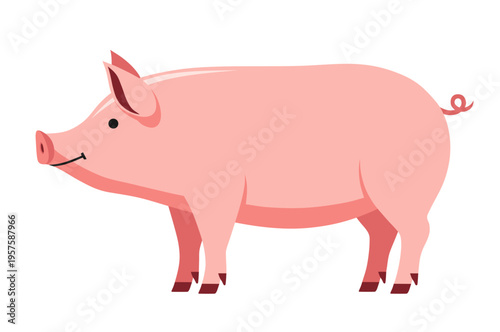 Abstract vector illustration of pink pig