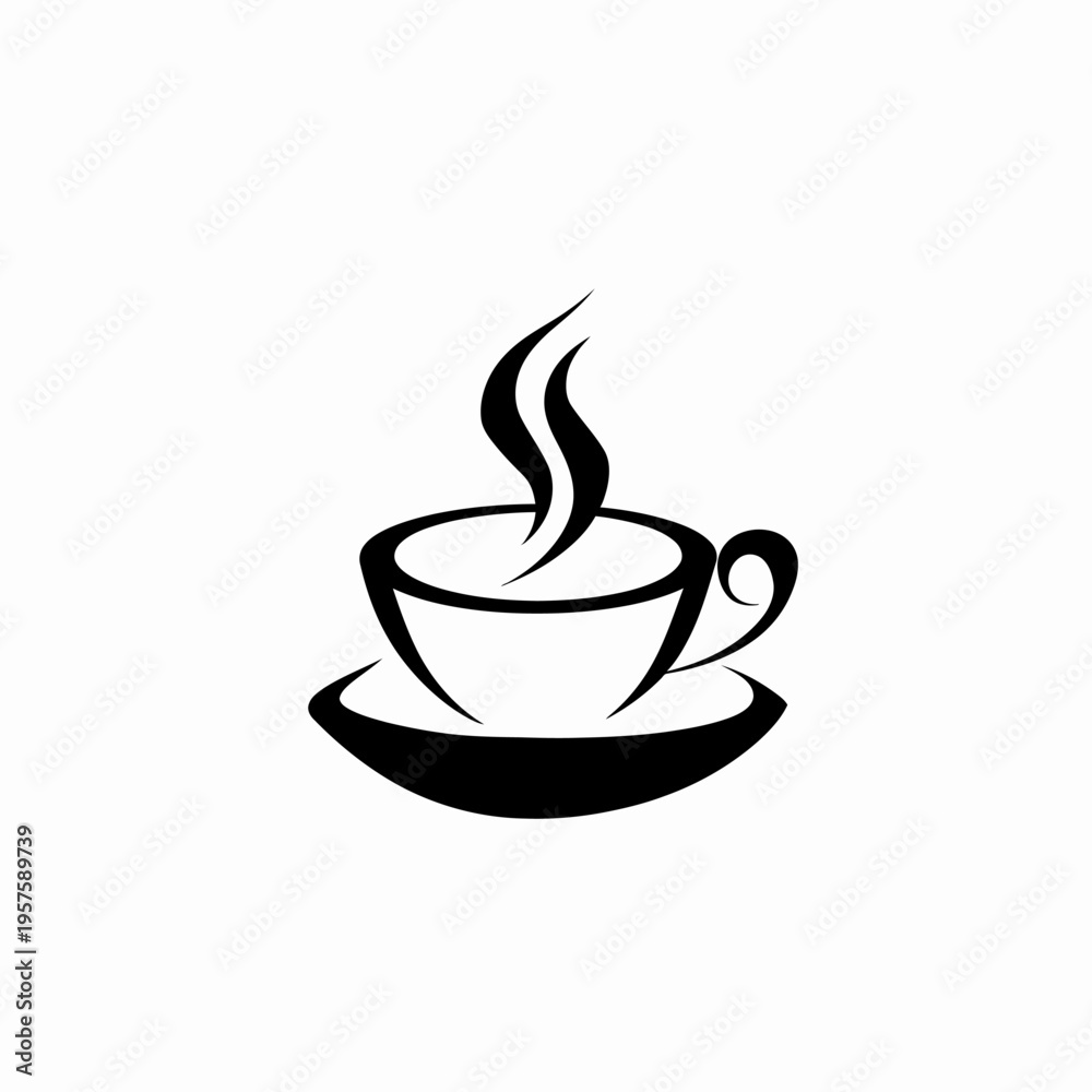 Obraz premium Minimalist coffee cup illustration black silhouette against white background