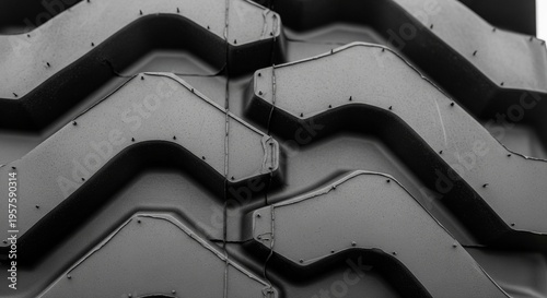 Extreme close-up of large, aggressive lugs on an off-road or tractor tire.