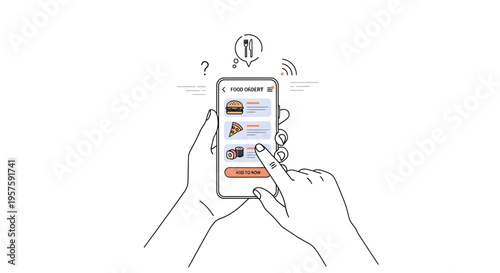 Hand holding smartphone ordering food online via delivery app, digital menu selection