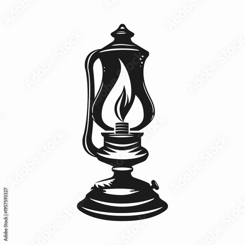 Vintage oil lamp illustration vector design isolated on white background