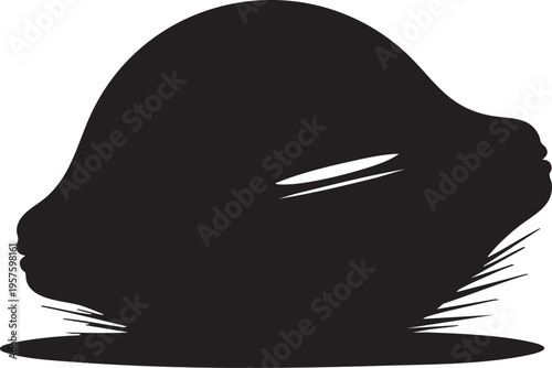 Abstract black silhouette with white accents on a white background