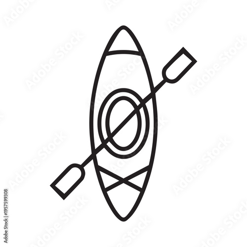 kayak with paddle on white background
