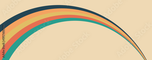 Abstract colorful 70s background vector. Vintage retro wallpaper with rainbow stripes and wavy lines. A 1970 color illustration suitable for posters, banners,Eps10