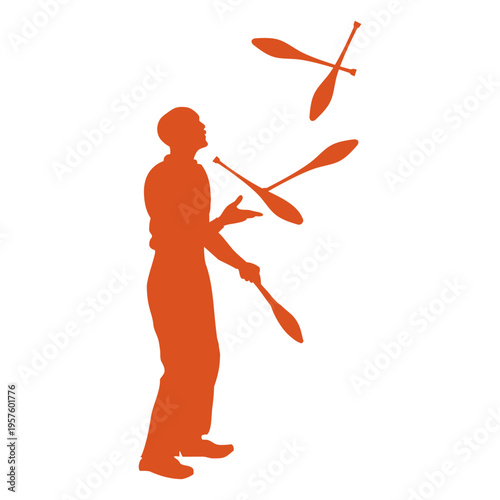 Circus silhouette orange juggler