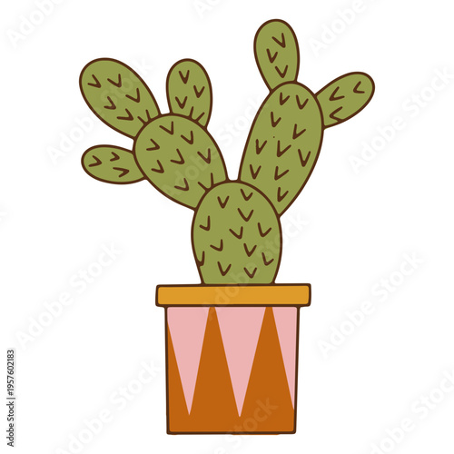 Bunny ear cactus color stroke