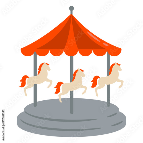 Carrousel flat circus icons