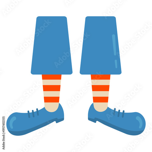 Clown shoes flat circus icons