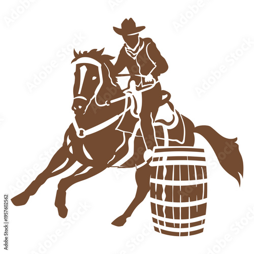 Cowboy horse ride barrel cut out
