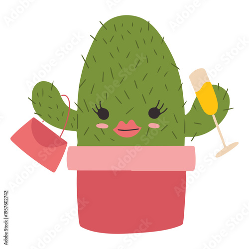 Cool make up cactus cute character