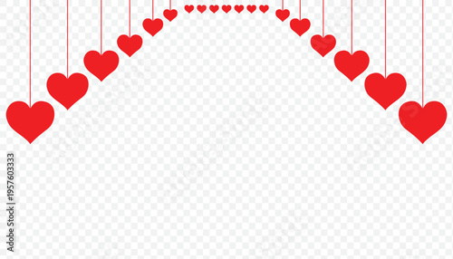 Red hanging hearts for valentines day decoration